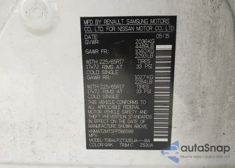 2015 Nissan Rogue S from USA, damaged, VIN KNMAT2MT5FP566599